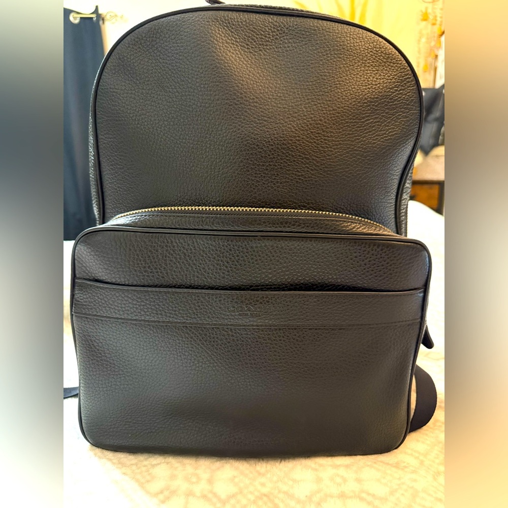 Coach Pebbled Leather Backpack Black